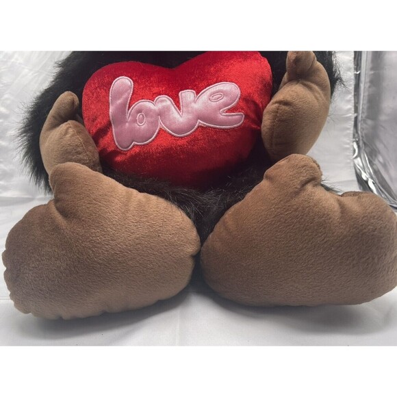 Vintage Hugfun Jumbo Black Gorilla Red Love Heart Plush Stuffed Animal 25” RARE - Picture 3 of 13